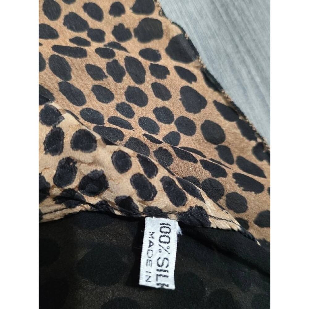 Great Vintage Leopard Print Silk ITALY Scarf square cover up large squar A004964 - Picture 5 of 10